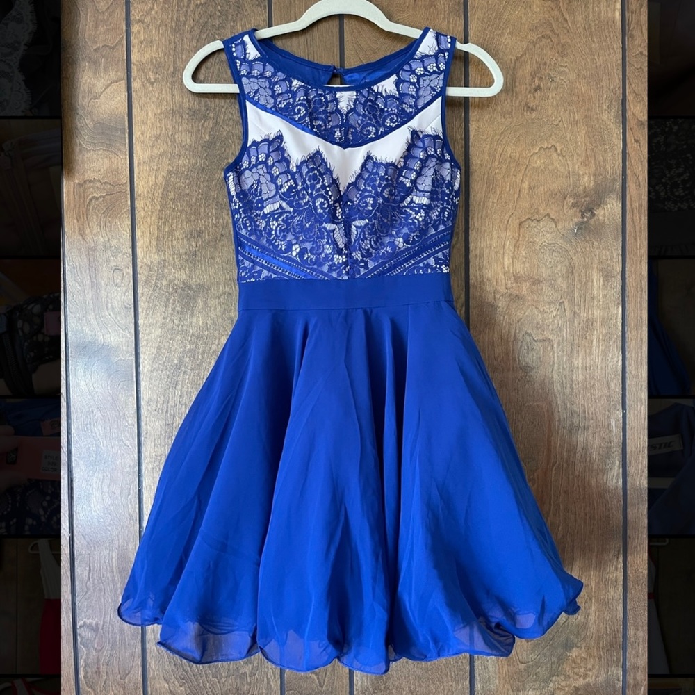 NWT Chi Chi London - Blue and Ivory Cocktail Dress